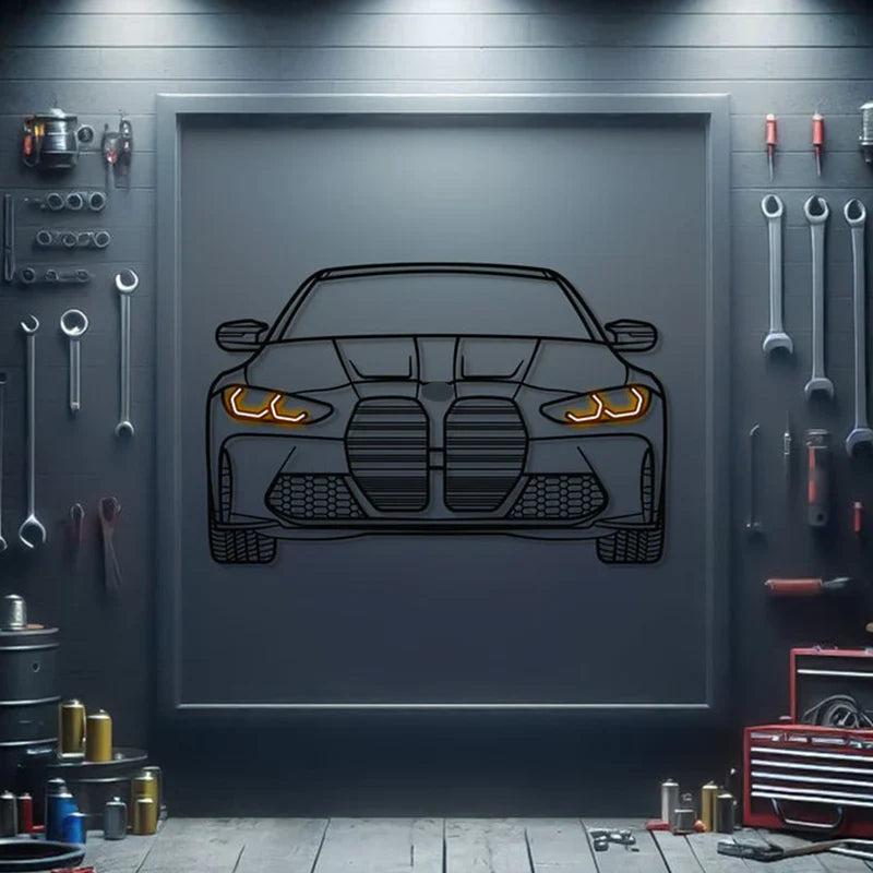Neon Metal Car Silhouettes