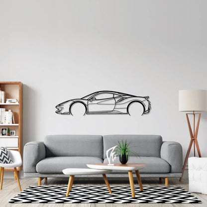 488 Pista Detailed Silhouette Metal Wall Art