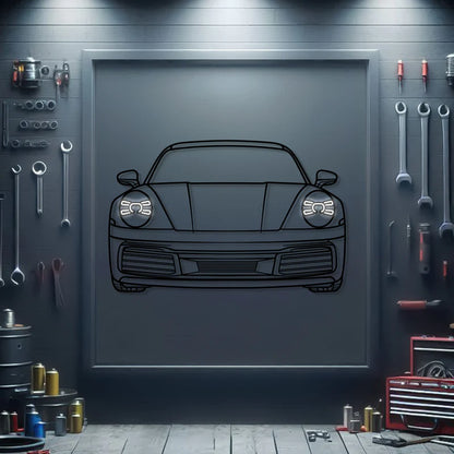 2019 911 Carerra Front View Metal Neon Car Wall Art