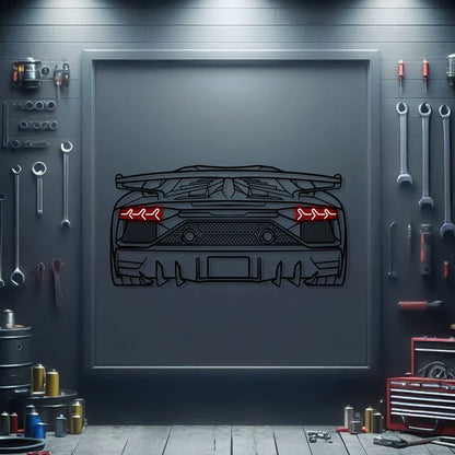 Aventador SJ Oper Door Back View Metal Neon Car Wall Art