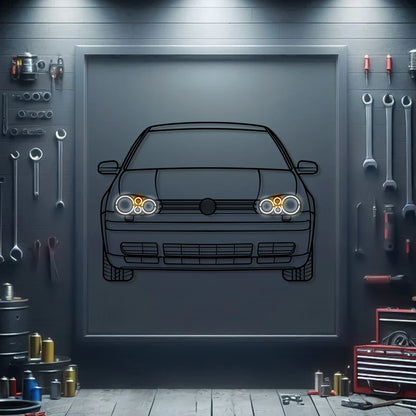 Golf 4 Front View Metal Neon Car Wall Art