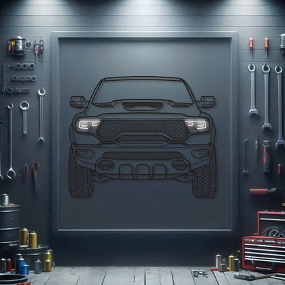 RAM 1500 TRX Front View Metal Neon Car Wall Art