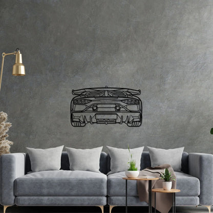 Aventador SVJ 2021 Back Silhouette Metal Wall Art