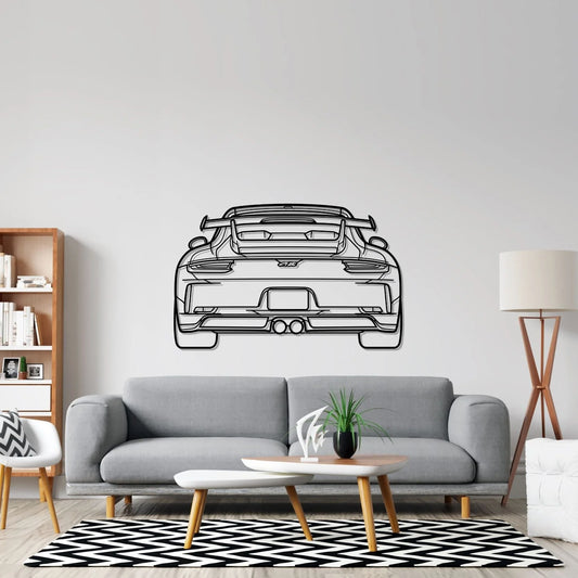 911 GT3 model 991 Back metal wall art silhouette by TorqueX