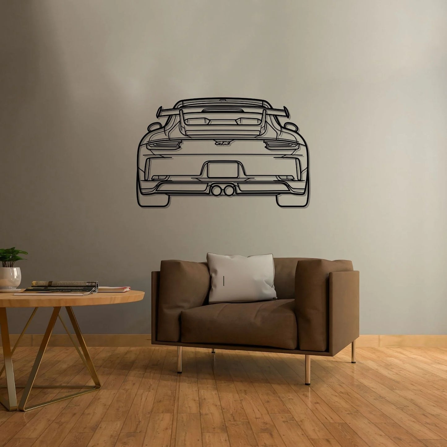 911 GT3 model 991 Back Silhouette Metal Wall Art