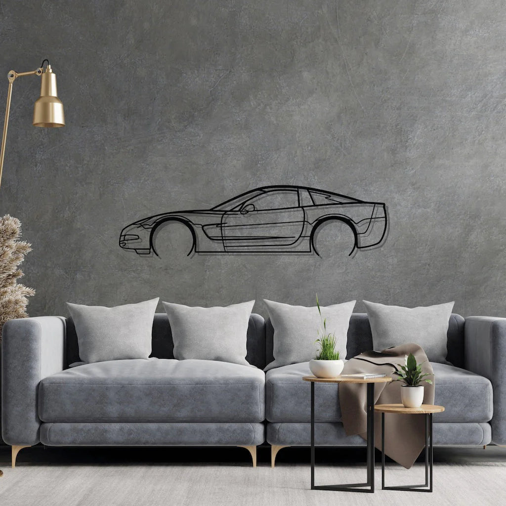 Corvette c5 Detailed Silhouette Metal Wall Art