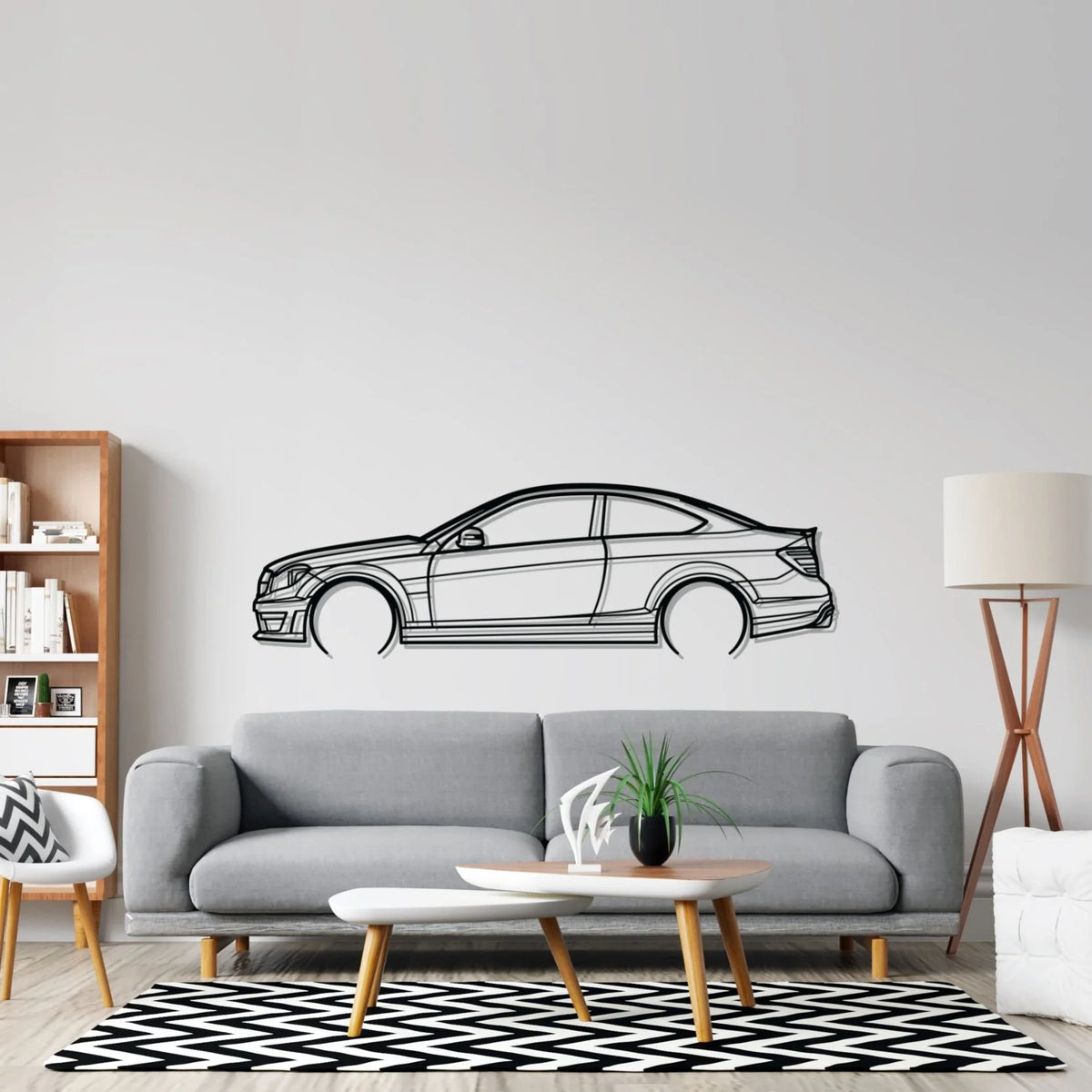 C63 AMG Detailed Silhouette Metal Wall Art