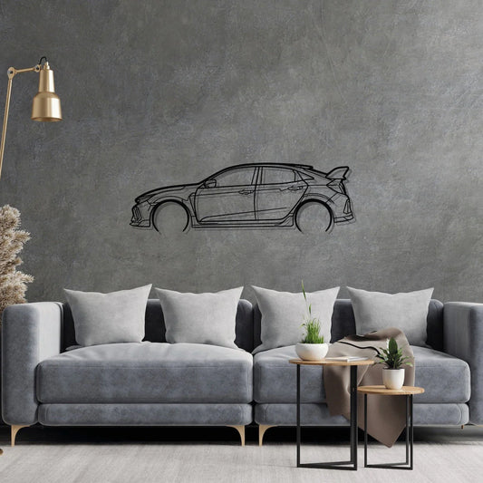 Honda Civic Type R FK8 Detailed metal wall art silhouette by TorqueX
