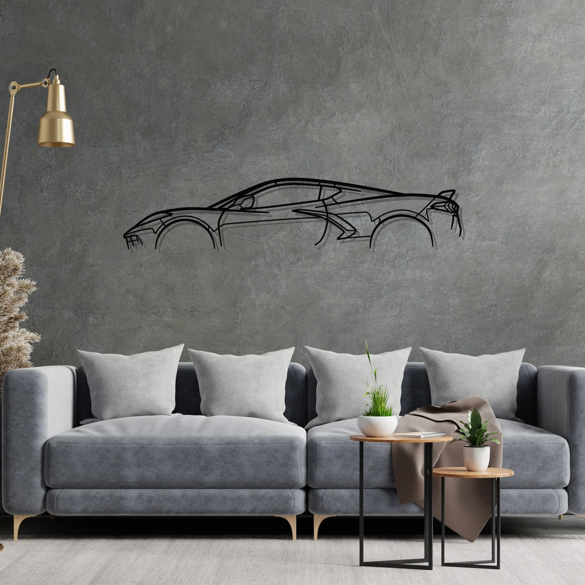 Corvette c8 Classic Silhouette Metal Wall Art