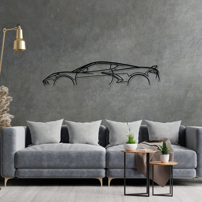 Corvette c8 Classic Silhouette Metal Wall Art