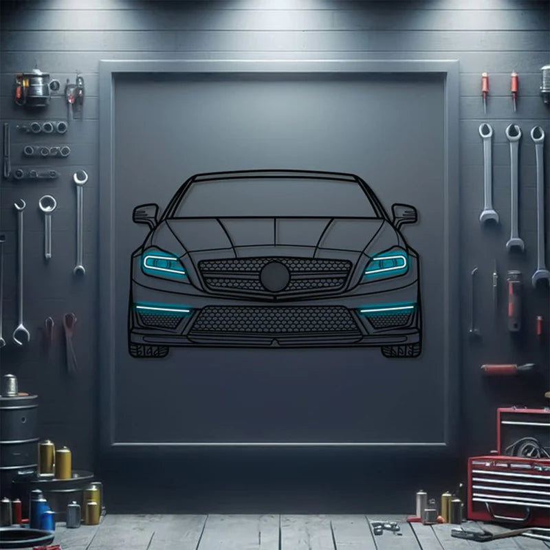CLS AMG 63 Front View Metal Neon Car Wall Art