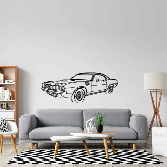 Cuda 1971 Angle metal wall art silhouette by TorqueX