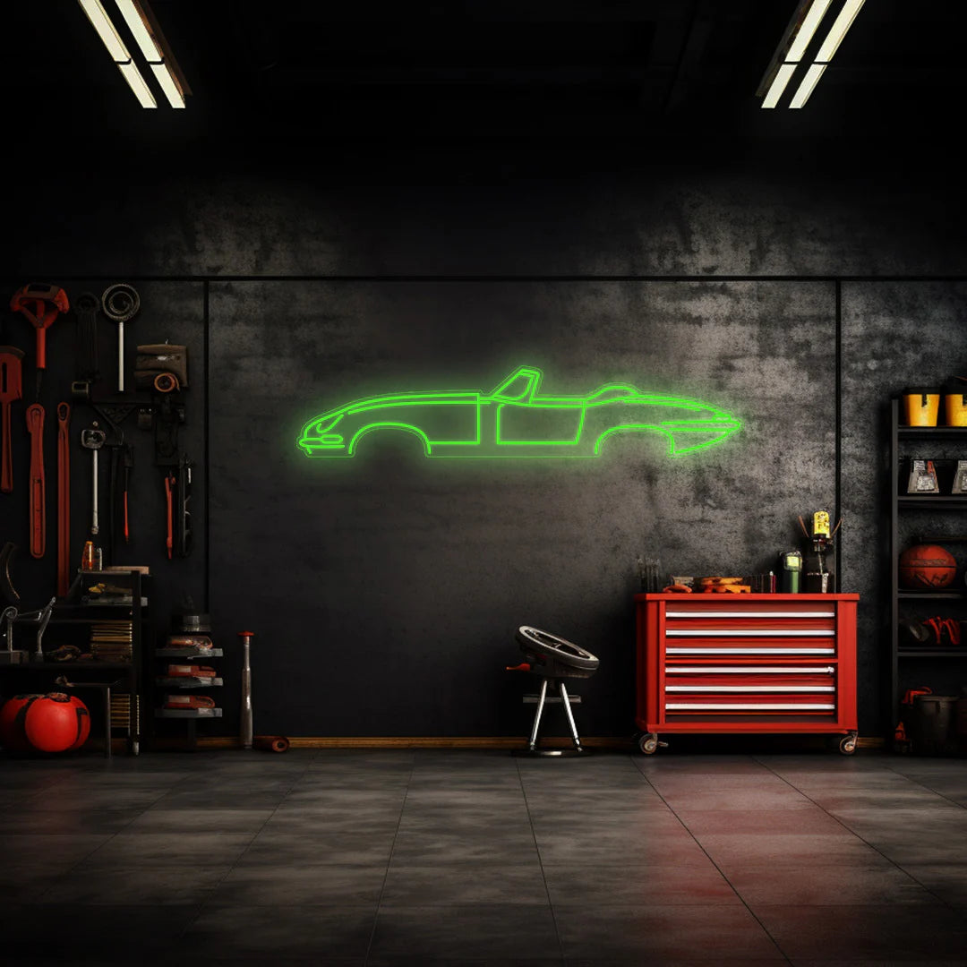 E type Cabrio Neon Silhouette