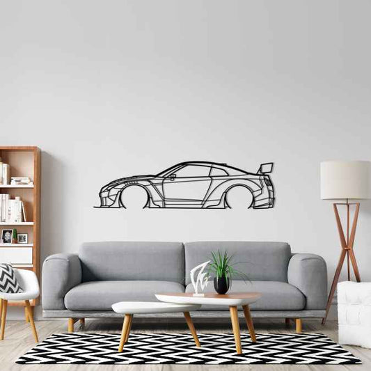 GTR R 35 Liberty Walk Detailed Silhouette Metal Wall Art