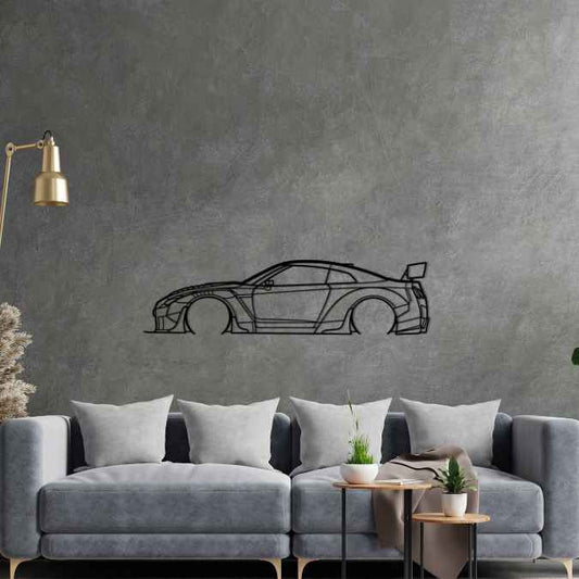 GTR R 35 Liberty Walk Detailed Silhouette Metal Wall Art
