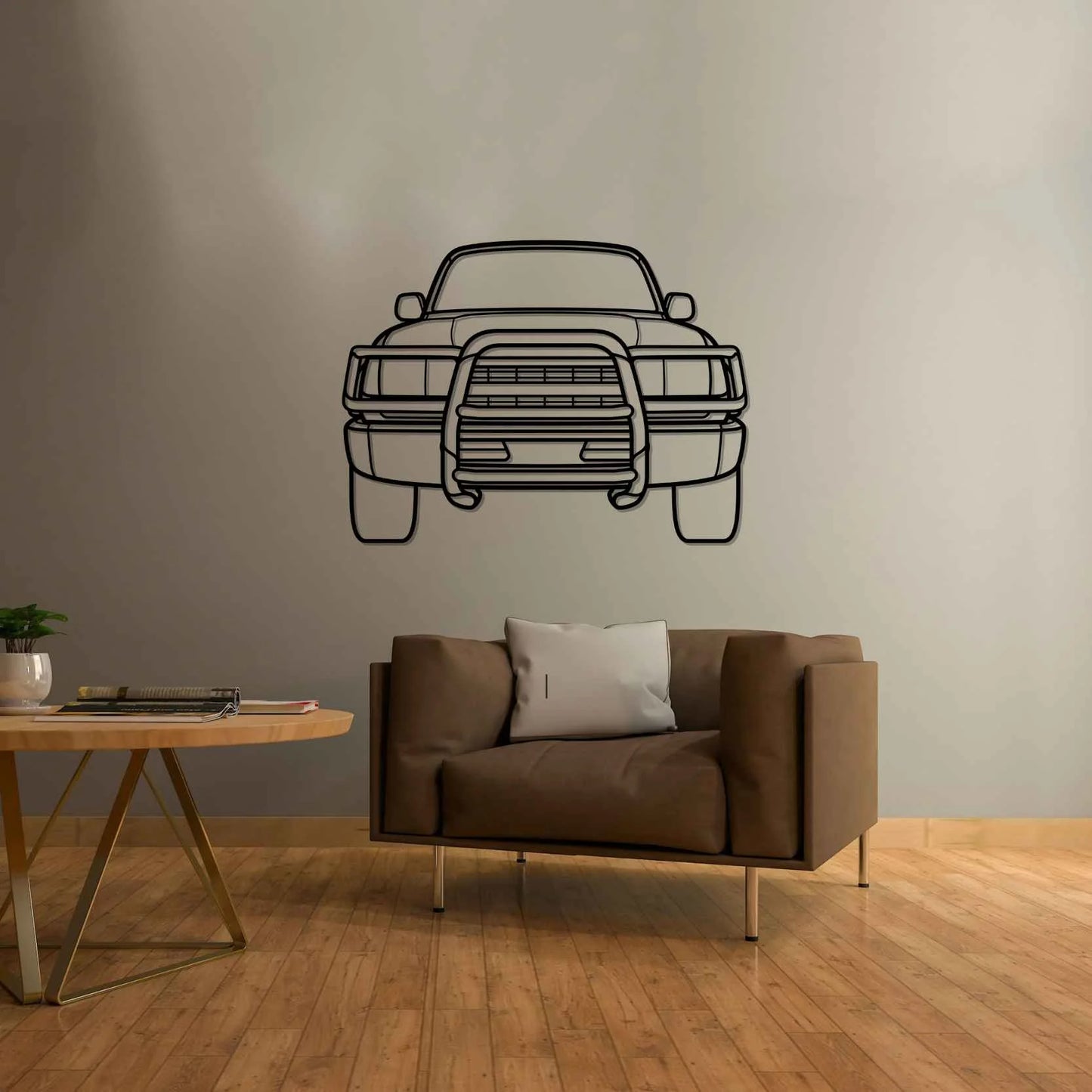 Landcruiser HDJ80 Front Silhouette Metal Wall Art