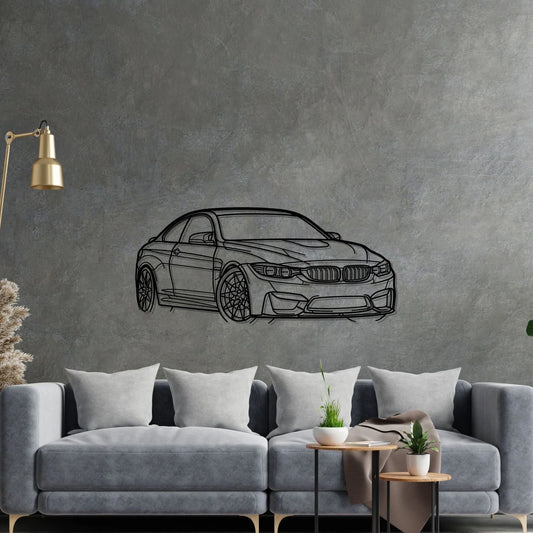 M4 F82 Front Angle Silhouette Metal Wall Art