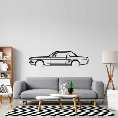 Mustang coupe 1966 Detailed Silhouette Metal Wall Art