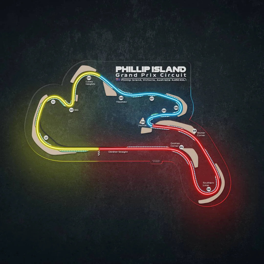 Phillip Island Grand Prix Circuit Neon Race Track