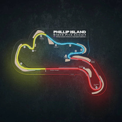 Phillip Island Grand Prix Circuit Neon Race Track