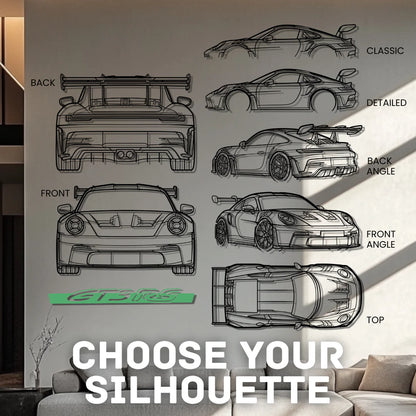 911 GT3 RS Model 992.1 Silhouette Metal Wall Art