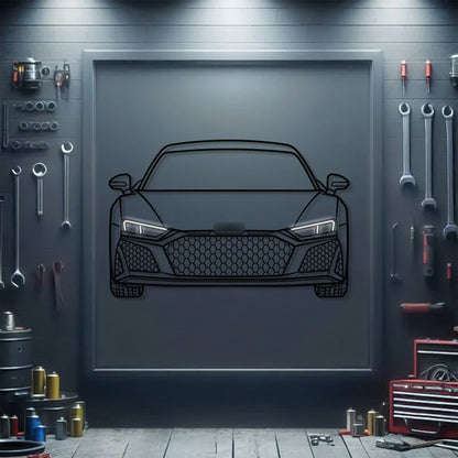 R8 Front View Metal Neon Car Wall Art
