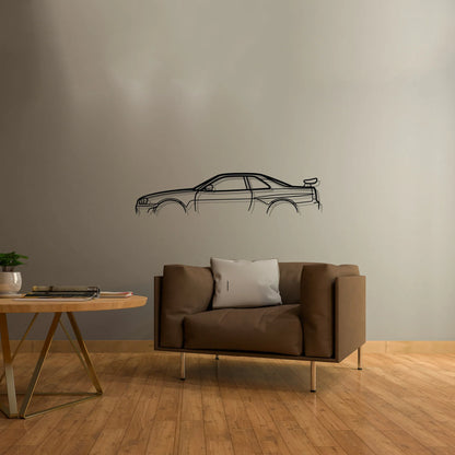 Skyline GT-R R34 Classic Silhouette Metal Wall Art
