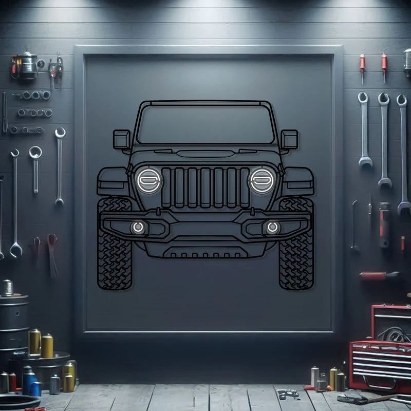 Wrangler Front View Metal Neon Car Wall Art