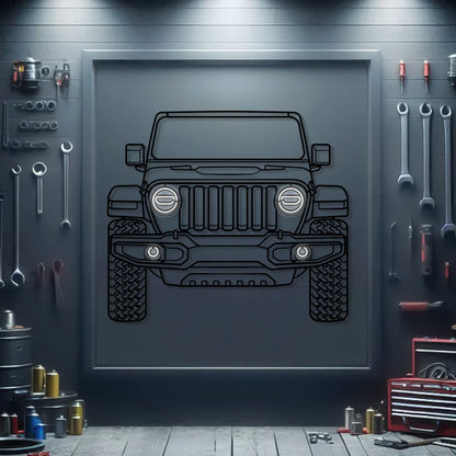 Wrangler Front View Metal Neon Car Wall Art