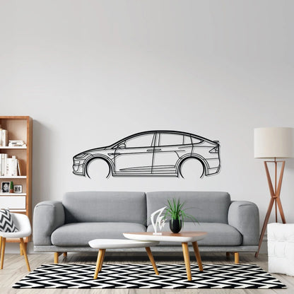 Model X Detailed Silhouette Metal Wall Art