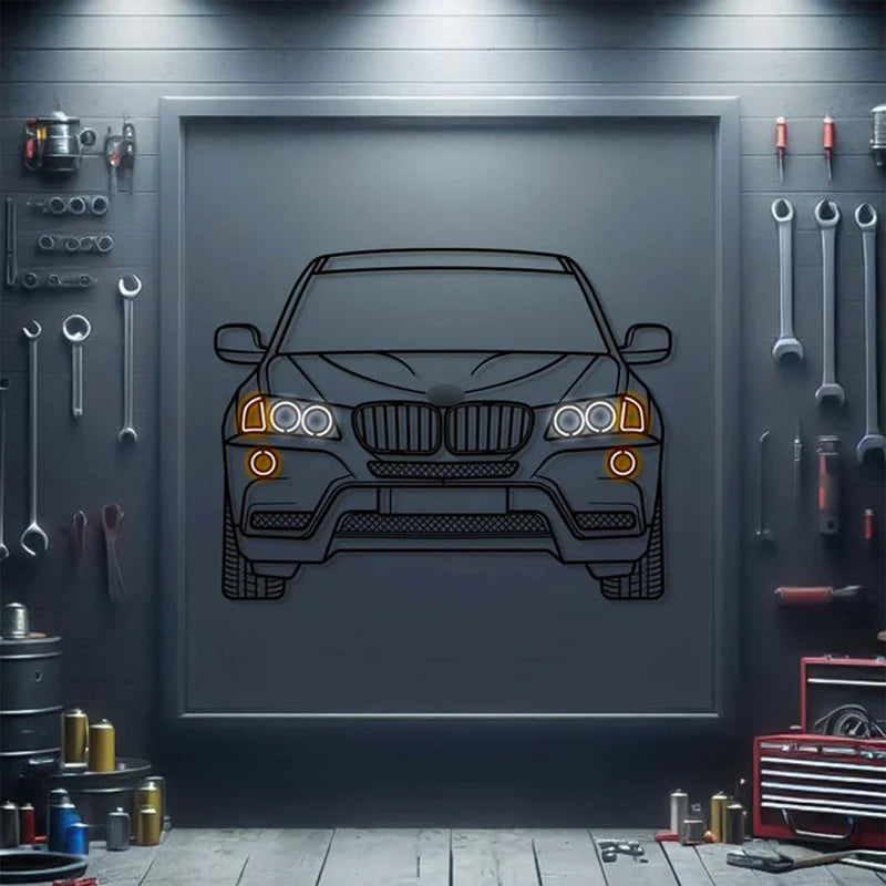 2011 BMW X3 XDrive Front View Metal Neon Car Wall Ar
